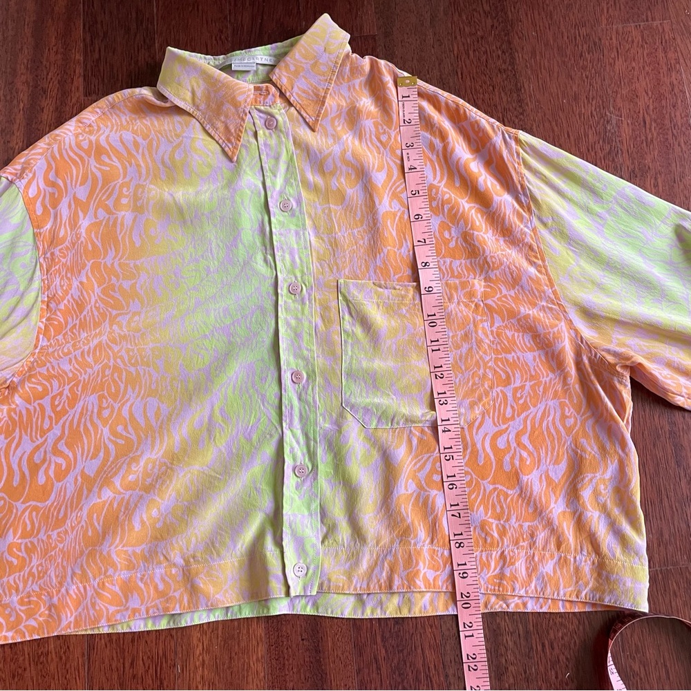 Stella McCartney Keep On Smiling Cropped Silk Shirt Orchid Neon Size 44 - Picture 14 of 14